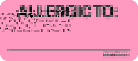 Picture of Pre-Printed Label MedVision® Allergy Alert Fluorescent Red Allergic To: Black Alert Label 1 X 2-1/4 InchMV04FR1431