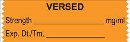 Picture of Drug Label UAL™ Anesthesia Label Versed Strength_mg/mL Exp Dt Tm_ Orange 1/2 X 1-1/2 InchULTJ013