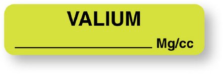 Picture of Drug Label UAL™ Anesthesia Label Valium_mg/cc Fluorescent Green 5/16 X 1-1/4 InchULAM134
