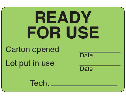 Picture of Pre-Printed Label Shamrock Instructional Label Green Vinyl READY / FOR USE / Carton opened _____ / Date … Black Quality Control Label 1-3/4 X 2-1/2 InchUPCR-9201