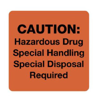 Picture of Pre-printed Label Key Surgical® Warning Label Fluorescent Red Fluorescent Paper Biohazard Drugs Black Warning 3 X 3 InchULBH325