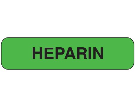 Picture of Pre-Printed Label Shamrock Anesthesia Label Green Heparin Black Medication Name 5/16 X 1-1/4 InchUPCR-1065