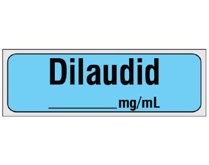Picture of Drug Label Shamrock Anesthesia Label DILAUDID / _____ mg / mL Blue 1/2 X 1 InchSA-2414-PRE