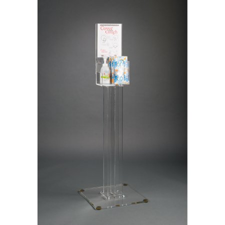 Picture of Respiratory Hygiene Station Clear PETG Manual 2 Compartment Floor StandRESPH-S