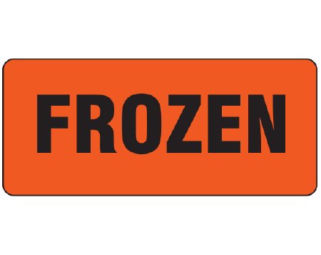 Picture of Pre-Printed Label Shamrock Advisory Label Red Vinyl FROZEN Black Temperature Control 1 X 2-1/4 InchUPCR-6135