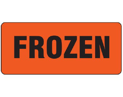 Picture of Pre-Printed Label Shamrock Advisory Label Red Vinyl FROZEN Black Temperature Control 1 X 2-1/4 InchUPCR-6135