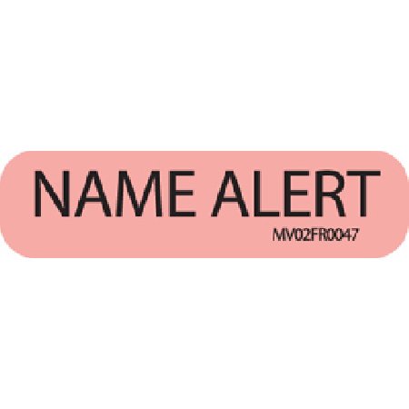 Picture of Pre-Printed Label MedVision® Communication Fill In Red Paper NAME ALERT Black Alert Label 3/8 X 1-7/16 InchMV02FR0047