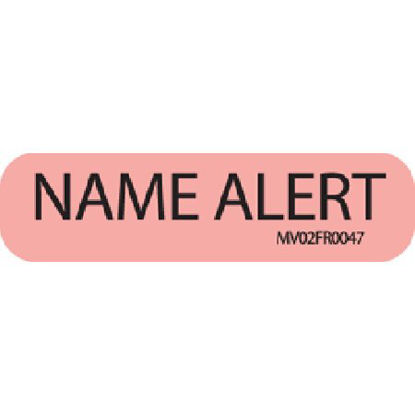 Picture of Pre-Printed Label MedVision® Communication Fill In Red Paper NAME ALERT Black Alert Label 3/8 X 1-7/16 InchMV02FR0047