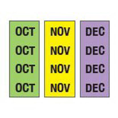 Picture of Pre-Printed Label Key Surgical® Multipurpose Label Lavender / Lime Green / Yellow Tape Month Patterned 1/4 InchT-904-01