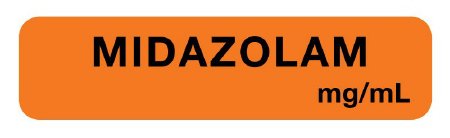 Picture of Drug Label UAL™ Anesthesia Label Midazolam mg/mL Orange 5/16 X 1-1/4 InchULAM795
