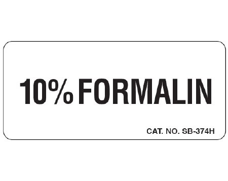 Picture of Pre-Printed Label Shamrock Laboratory Use White Litho Paper 10% FORMALIN Black Caution 1 X 2-1/4 InchSB-374H