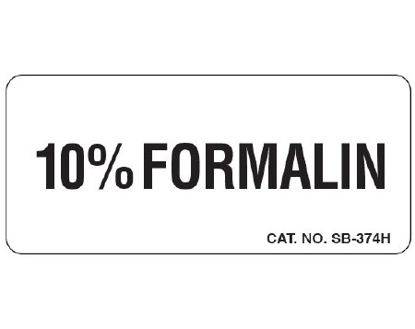 Picture of Pre-Printed Label Shamrock Laboratory Use White Litho Paper 10% FORMALIN Black Caution 1 X 2-1/4 InchSB-374H