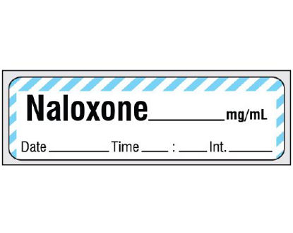 Picture of Drug Label Shamrock Anesthesia Label NALOXONE _____ mg / mL / Date _____ Time _____ Int. _____ Blue / White 1/2 X 1 InchSA-251-DTI-PRE