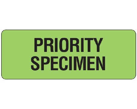 Picture of Pre-Printed Label Shamrock Laboratory Use Green Vinyl PRIORITY / SPECIMEN Black Lab / Specimen 3/4 X 2 InchUPCR-5002