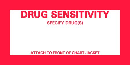 Picture of Pre-Printed Label Timemed Auxiliary Label White Drug Sensitivity, Specify Drug(S), Attach To Front Of Chart Jacket Red Safety and Instructional 4-1/2 X 2-1/4 InchN-225