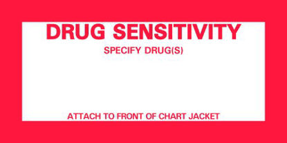 Picture of Pre-Printed Label Timemed Auxiliary Label White Drug Sensitivity, Specify Drug(S), Attach To Front Of Chart Jacket Red Safety and Instructional 4-1/2 X 2-1/4 InchN-225