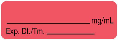Picture of Pre-Printed / Write On Label Communication Fill In Red Paper Blank _______mg/mL /Exp. Dt./Tm.____ Syringe Label 1/2 X 1-1/2 InchULAL500