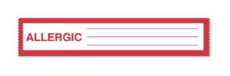 Picture of Pre-Printed Label UAL™ Allergy Alert White Paper ALLERGIC:_____________ Alert Label 1 X 4-1/2 InchULNT108