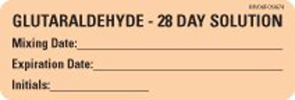 Picture of Drug Label MedVision® Anesthesia Label Glutaraldehyde 28 Day Solution Mixing Date_ExpirationDate_ Int Orange 1 X 2-15/16 InchMV06FO9674
