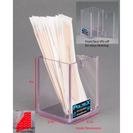 Picture of Swab / Tongue Depressor Holder Clear PETG Manual One Compartment VHB Tape MountSWABR-T