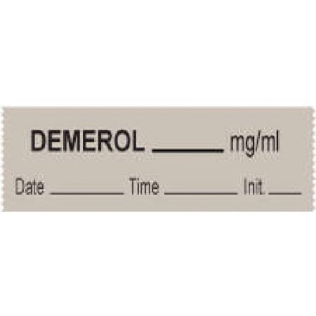 Picture of Drug Label PDC® Anesthesia Label Demerol_mg/mL Date_Time_Int_ Gray 1/2 X 1 Inch59709326