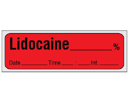 Picture of Drug Label Shamrock Anesthesia Label LIDOCAINE _____ % / Date _____ Time _____ Int. _____ Red 1/2 X 1 InchSA-36-DTI-PRE
