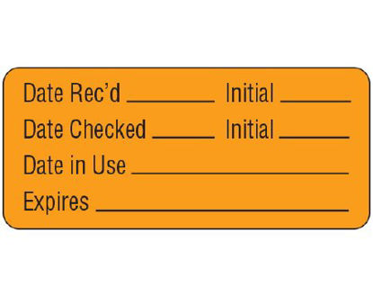Picture of Pre-Printed / Write On Label Shamrock Communication Fill In Orange Vac Date Rec’d _____ Initial _____ / Date Checked _____ Initial _____ … Black Quality Control Label 1 X 2-1/4 InchUPCR-6056