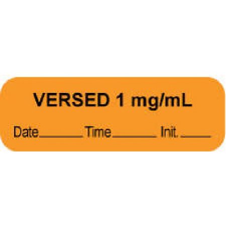 Picture of Drug Label PDC® Anesthesia Label Versed 1mg/mL Date_Time_Int Orange 1/2 X 1-1/2 Inch59726739