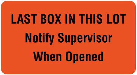 Picture of Pre-Printed Label UAL™ Warning Label Fluorescent Red Paper Last Bix Ub This Lot Black Quality Control Label 1-5/8 X 3 InchULLR312
