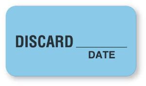 Picture of Pre-Printed Label UAL™ Auxiliary Label Light Blue Fluorescent Paper Discard Date Black Quality Control Label 7/8 X 3 InchULQC207