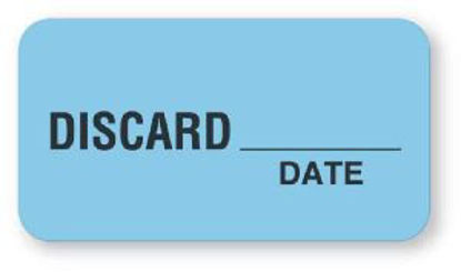 Picture of Pre-Printed Label UAL™ Auxiliary Label Light Blue Fluorescent Paper Discard Date Black Quality Control Label 7/8 X 3 InchULQC207