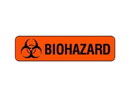 Picture of Pre-Printed Label Shamrock Warning Label Fluorescent Red Biohazard / Symbol Black Biohazard 5-16 X 1-1/4 InchSBH-8-L