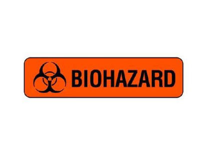 Picture of Pre-Printed Label Shamrock Warning Label Fluorescent Red Biohazard / Symbol Black Biohazard 5-16 X 1-1/4 InchSBH-8-L