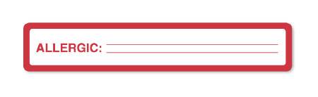 Picture of Pre-Printed Label UAL™ Allergy Alert White Paper Allergic Red Alert Label 1 X 5-1/2 InchULCU229
