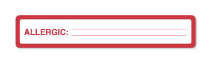 Picture of Pre-Printed Label UAL™ Allergy Alert White Paper Allergic Red Alert Label 1 X 5-1/2 InchULCU229