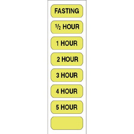 Picture of Pre-Printed Label Communication Fill In Fluorescent Yellow Paper Fasting/1/2 Hour/1 Hour/2 Hour/3 Hour/4 Hour/5 Hour Black Safety and Instructional 1/2 X 1-1/4 Inch59707939