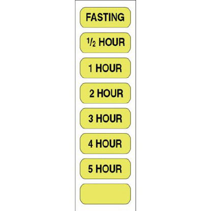 Picture of Pre-Printed Label Communication Fill In Fluorescent Yellow Paper Fasting/1/2 Hour/1 Hour/2 Hour/3 Hour/4 Hour/5 Hour Black Safety and Instructional 1/2 X 1-1/4 Inch59707939