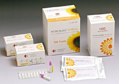Picture of Rapid Test Kit Hemosure® Colorectal Cancer Screening Fecal Occult Blood Test (iFOB or FIT) Stool Sample 10 TestsT1-CK10
