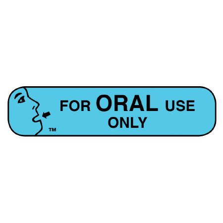 Picture of Pre-Printed Label Apothecary Products® Auxiliary Label Blue Paper FOR ORAL USE ONLY Black Safety and Instructional 3/8 X 1-9/16 Inch40151
