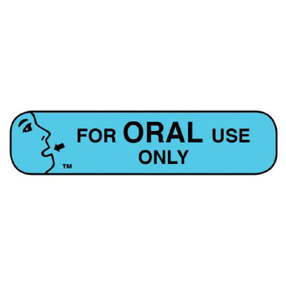 Picture of Pre-Printed Label Apothecary Products® Auxiliary Label Blue Paper FOR ORAL USE ONLY Black Safety and Instructional 3/8 X 1-9/16 Inch40151