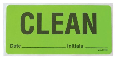 Picture of Pre-Printed Label Instructional Label Fluorescent Green Paper CLEAN Date_____Initial_________ Black 1.8 X 4 Inch13436