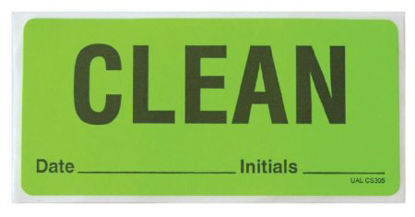 Picture of Pre-Printed Label Instructional Label Fluorescent Green Paper CLEAN Date_____Initial_________ Black 1.8 X 4 Inch13436