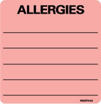 Picture of Pre-Printed Label Barkley® Allergy Alert Fluorescent Red Allergies Black Alert Label 2-1/2 X 2-7/16 InchMV05FR1435