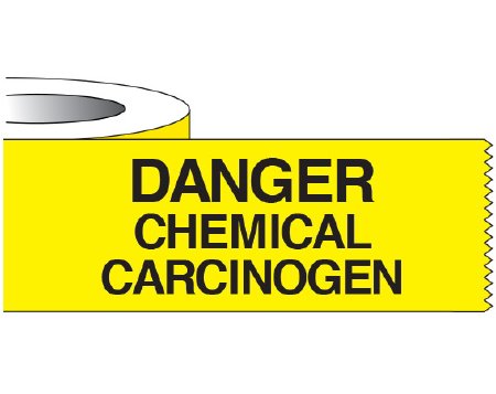 Picture of Pre-Printed Label Shamrock Laboratory Use Yellow Polyester DANGER / CHEMICAL / CARCINOGEN Black Biohazard 1 X 500 InchSL-7