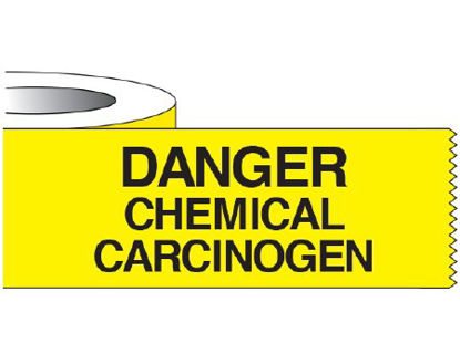 Picture of Pre-Printed Label Shamrock Laboratory Use Yellow Polyester DANGER / CHEMICAL / CARCINOGEN Black Biohazard 1 X 500 InchSL-7