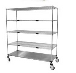 Picture of Linen Cart 4 Shelves Stainless Steel 5 Inch Donut Stem CastersECM56XA