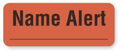 Picture of Pre-Printed Label UAL™ Advisory Label Red Paper Name Alert Black Alert Label 7/8 X 2-1/4 InchULHN299