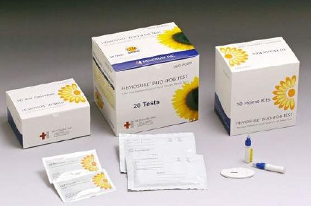 Picture of Rapid Test Kit Hemosure® Colorectal Cancer Screening / Home Test Device Fecal Occult Blood Test (iFOB or FIT) Stool Sample 20 TestsDUO-IFOB