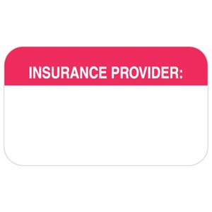 Picture of Pre-Printed Label Advisory Label Red / White Insurance Provider White Patient Information 7/8 X 1-1/2 InchMAP1110