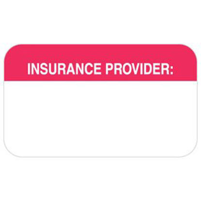 Picture of Pre-Printed Label Advisory Label Red / White Insurance Provider White Patient Information 7/8 X 1-1/2 InchMAP1110
